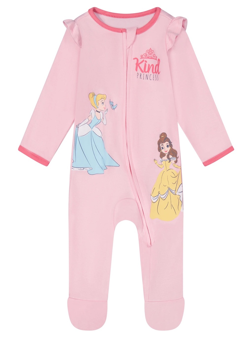 10/$15Disney Pink Footed One-Piece Pajamas with Cinderella & Belle